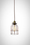 Industrial Antiqued Caged Minimalist Bare Bulb Pendant Light - Junkyard Lighting