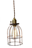 Industrial Antiqued Caged Minimalist Bare Bulb Pendant Light - Junkyard Lighting