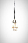 Vintage Industrial Silver Cage Light - Minimalist Bare Bulb Pendant Light - Junkyard Lighting