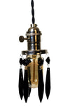 Simply Modern Bare Bulb Socket Mini Black Crystal Shade Shabby Chic Pendant - Junkyard Lighting
