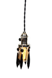Simply Modern Bare Bulb Socket Mini Black Crystal Shade Shabby Chic Pendant - Junkyard Lighting