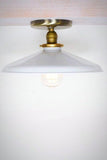 Industrial Gloss White 12" Porcelain Enamel Shade Edison Flush Mount Light - Junkyard Lighting