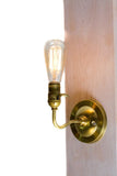 Brass Arm Bare Bulb Edison Paddle Key Socket Wall Sconce - Junkyard Lighting