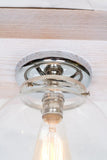 Flush Mount Pol. Nickel 8" Glass Globe Vintage Modern Edison Light - Junkyard Lighting
