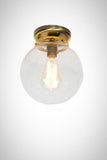 Flush Mount Brass 8" Glass Globe Vintage Modern Edison Light - Junkyard Lighting
