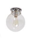 Flush Mount Pol. Nickel 8" Glass Globe Vintage Modern Edison Light - Junkyard Lighting