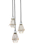Modern Industrial Porcelain Socket Caged 3 Light Chandelier - Junkyard Lighting