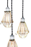 Modern Industrial Porcelain Socket Caged 3 Light Chandelier - Junkyard Lighting