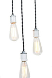 Modern Industrial Porcelain Socket Three Light Chandelier - Junkyard Lighting