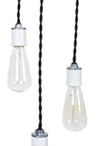 Modern Industrial Porcelain Socket Three Light Chandelier - Junkyard Lighting