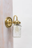 Vintage Ideal Mason Jar Brass Arm Wall Sconce - Junkyard Lighting