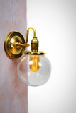 Simply Vintage and Modern Clear or White Globe Brass Arm Wall Sconce - Junkyard Lighting