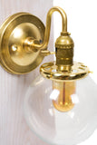Simply Vintage and Modern Clear or White Globe Brass Arm Wall Sconce - Junkyard Lighting