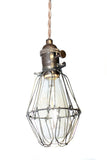 Simply Modern bare bulb caged edison pendant light in oil rubbed bronze - Junkyard Lighting