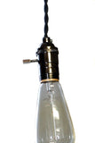 Simply Modern bare bulb turnkey socket pendant in shiny gunmetal - Junkyard Lighting