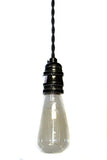 Simply Modern bare bulb 1900's antique socket Pendant light in Black - Junkyard Lighting