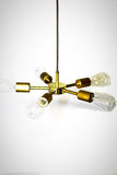 5 Arm Simply Modern Vintage All Brass Sun Burst Chandelier - Junkyard Lighting