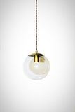 Mid Century Modern 8" Glass Globe Brass Vintage Style Pendant Light - Junkyard Lighting
