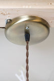 Antique Brass / wood handle caged trouble light pendant light ( plug in or hardwire ) - Junkyard Lighting
