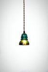 Vintage Repurposed Railroad Telegraph Insulator Pendant Light (Green or Clear) - Junkyard Lighting