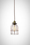 Industrial Antiqued Caged Minimalist Bare Bulb Pendant Light - Junkyard Lighting