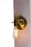 Brass Loop Arm Bare Bulb Vintage Style Paddle Key Socket Wall Sconce - Junkyard Lighting