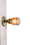 Minimalist Antique Brass Cage Fixture light - Ceiling Flush Mount / Sconce - Junkyard Lighting