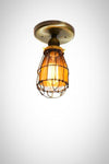 Minimalist Antique Brass Cage Fixture light - Ceiling Flush Mount / Sconce - Junkyard Lighting