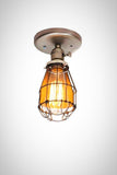 Minimalist Brushed Silver Cage Fixture light - Ceiling Mount / Wall Sconce - Junkyard Lighting