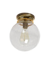 Flush Mount Brass 8" Glass Globe Vintage Modern Edison Light - Junkyard Lighting