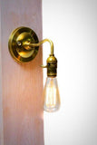 Brass Arm Bare Bulb Edison Paddle Key Socket Wall Sconce - Junkyard Lighting