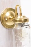 Vintage Ideal Mason Jar Brass Arm Wall Sconce - Junkyard Lighting