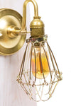 Caged Edison Brass Loop Arm Turnkey Wall Sconce - Junkyard Lighting
