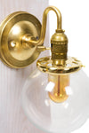 Simply Vintage and Modern Clear or White Globe Brass Arm Wall Sconce - Junkyard Lighting