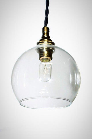 Mini clear glass open bottom shade pendant light - vintage modern style - Junkyard Lighting