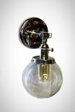 Vintage Modern Adjustable Glass Globe Polished Nickel Edison Wall Sconce - Junkyard Lighting