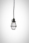 Blackout Simply Modern bare bulb caged Edison pendant light All BLACK - Junkyard Lighting